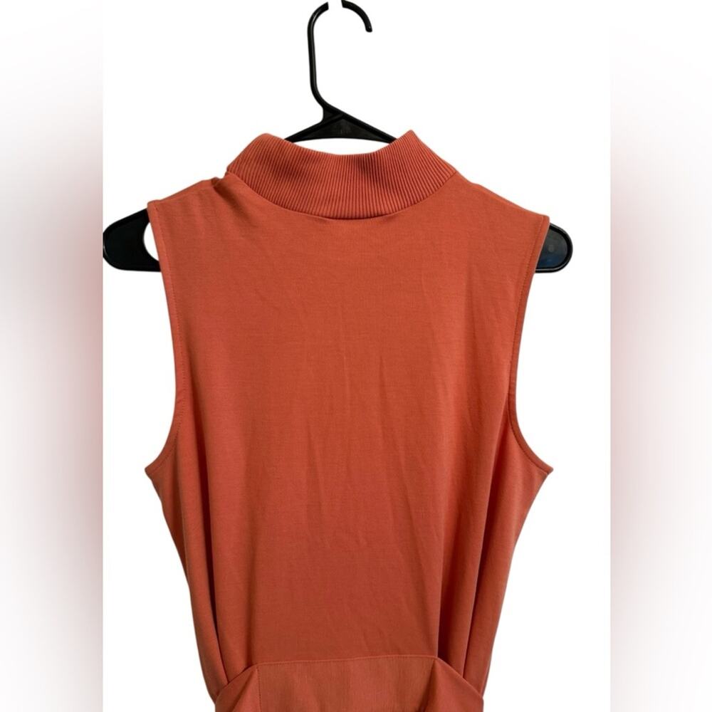 Prologue Calm Orange Sleeveless Mock-Neck Belted Dress with Pockets Size Small - Picture 5 of 16